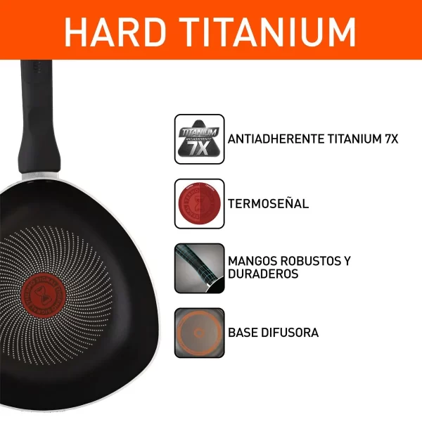 Wok Triangular IMUSA Hard Titanium 30cm Anti Tapa Vidrio - Image 3