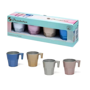 Set  de  4 Mug  casabalca metalico  colores pastel surtidos  70 cc 2 1/4 oz
