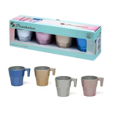 Set  de  4 Mug  casablanca metalico  colores pastel surtidos  70 cc 2 1/4 oz