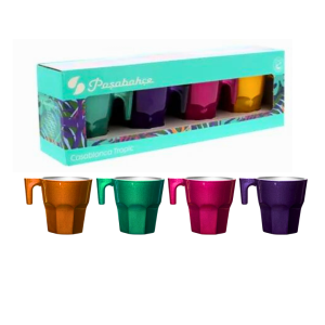 Set  de  4 Mug  casabalca metalico  colores tropic surtidos  70 cc 2 1/4 oz