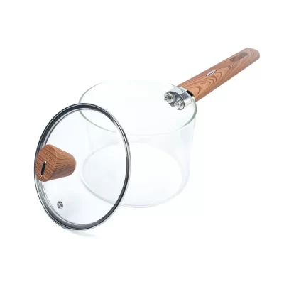 Olla de Vidrio con Tapa 1.5 Lts Mango Madera